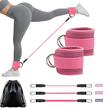 Adjustable Glute & Leg Resistance Band with Ankle Straps