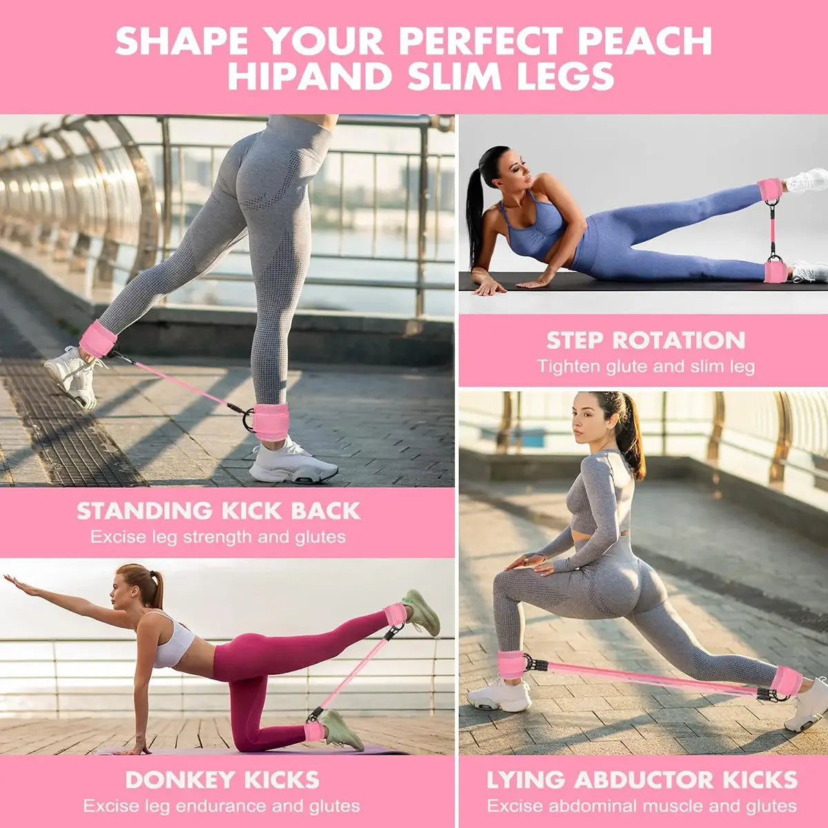 Adjustable Glute & Leg Resistance Band with Ankle Straps
