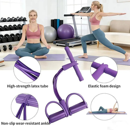 Multifunctional Elastic Tension Rope with 4 Tubes for Yoga and Home Fitness, Made of Natural Latex for Workout and Stretching
