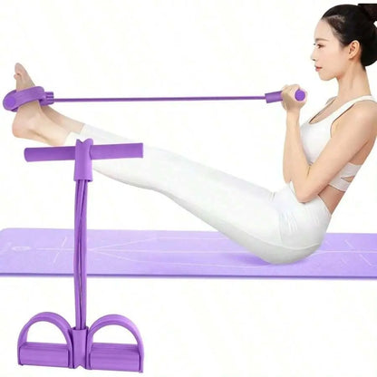 Multifunctional Elastic Tension Rope with 4 Tubes for Yoga and Home Fitness, Made of Natural Latex for Workout and Stretching