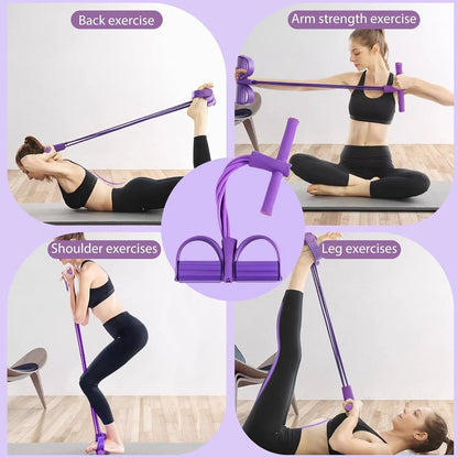 Multifunctional Elastic Tension Rope with 4 Tubes for Yoga and Home Fitness, Made of Natural Latex for Workout and Stretching