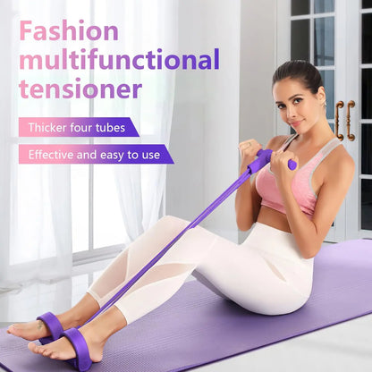 Multifunctional Elastic Tension Rope with 4 Tubes for Yoga and Home Fitness, Made of Natural Latex for Workout and Stretching